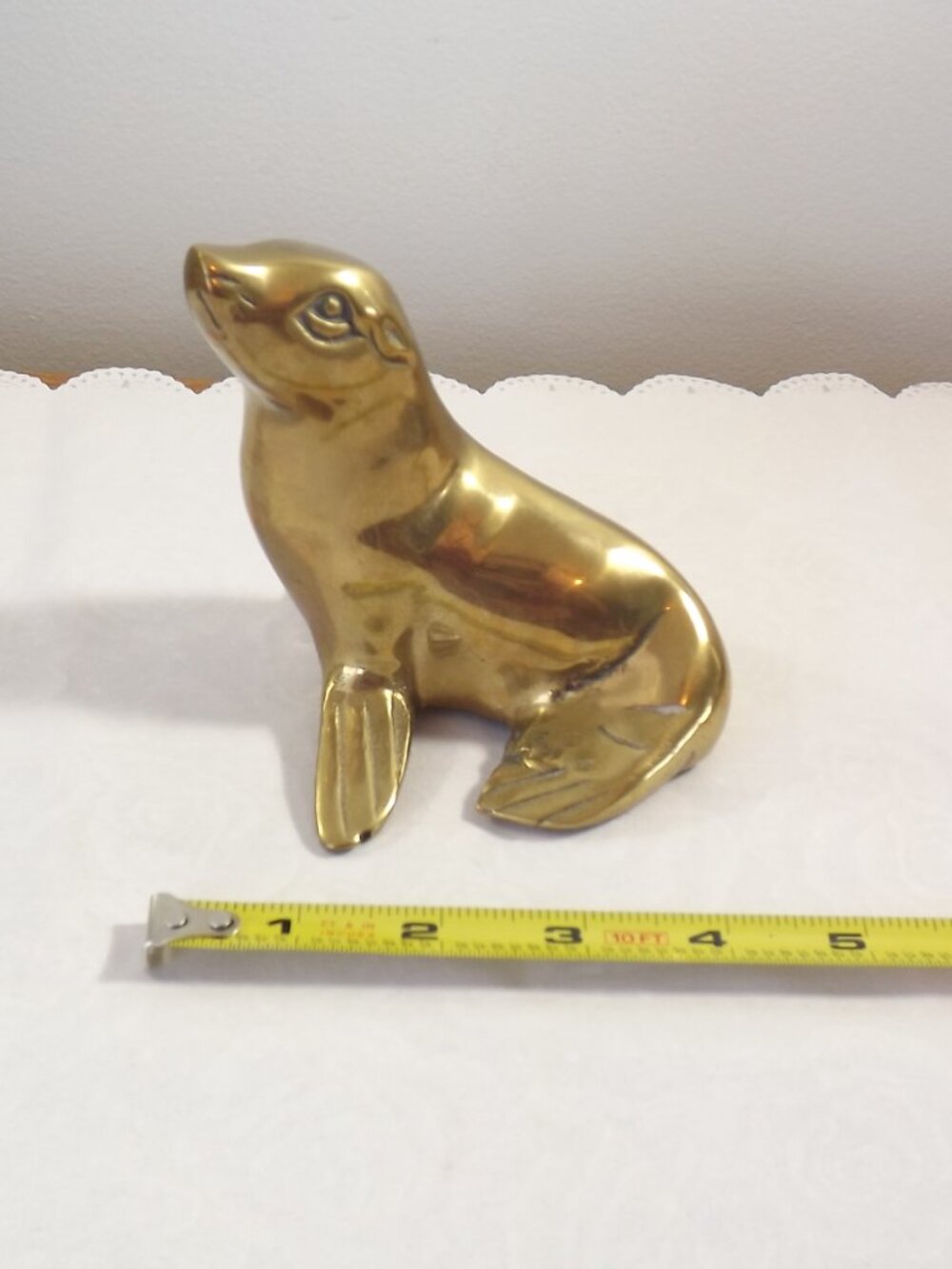 Brass Sea Lion Figurine - Gold Home Art Accent - Picture 8 of 9